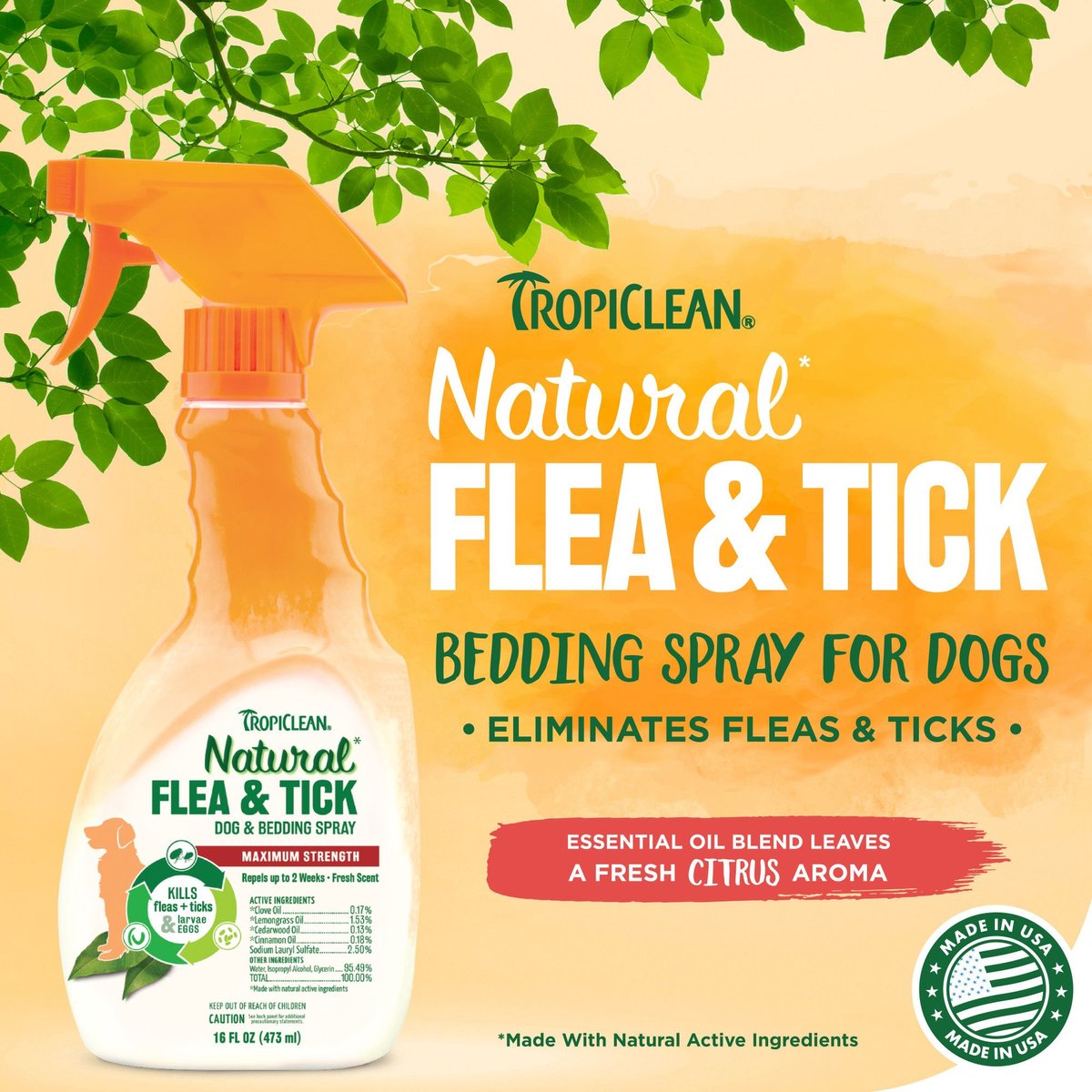 TropiClean Flea and Tick Spray for Dog & Bedding
