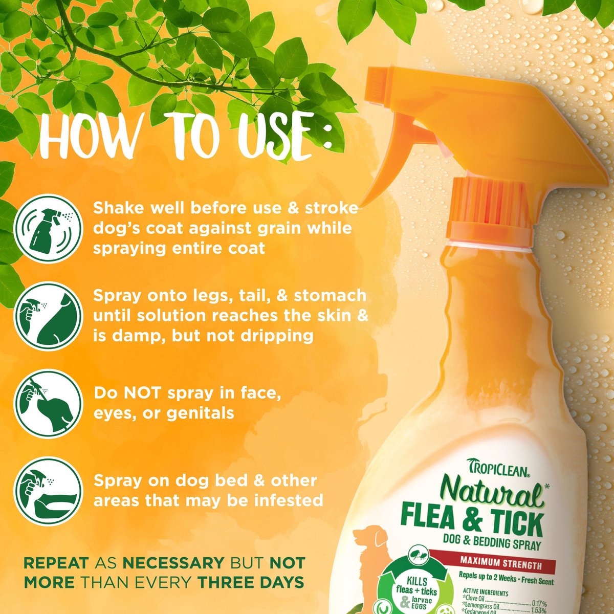 TropiClean Flea and Tick Spray for Dog & Bedding