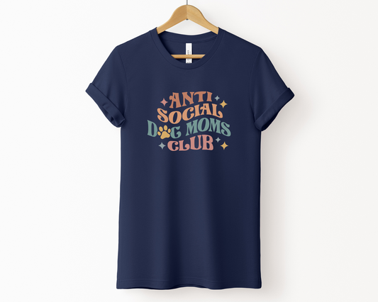 Anti Social Dog Moms Club T-shirt, Navy