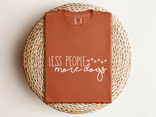 Less People More Dogs Crewneck T-shirt, Yam