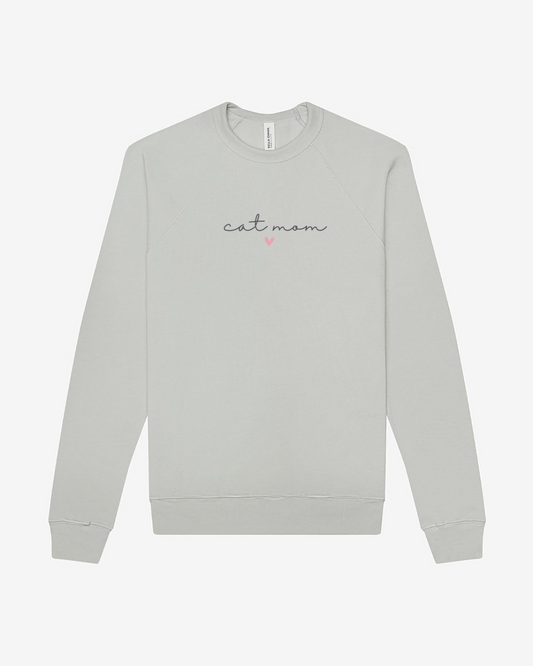 Cat Mom Sponge Fleece Raglan Sweatshirt, Silver