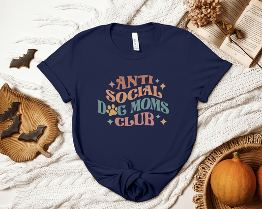 Anti Social Dog Moms Club T-shirt, Navy