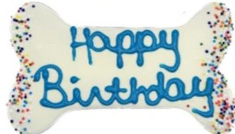 6" Happy Birthday Bone Cookie, Blue