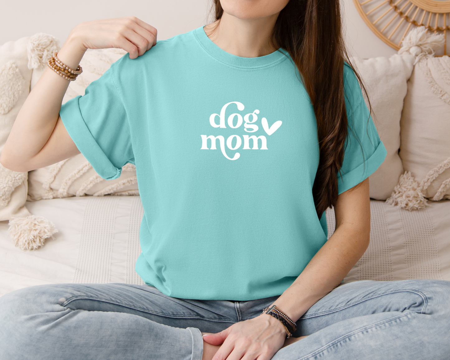 Dog Mom Tee, Chalky Mint