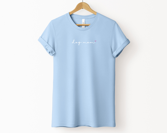 Dog Mom heart Crewneck T-shirt, Baby Blue