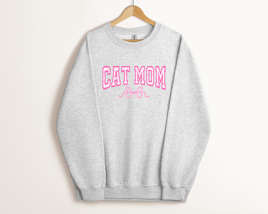 Cat Mom Floral Pink Sweatshirt, Ash