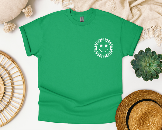 One Lucky Dog Mom Crewneck T-shirt, Irish Green