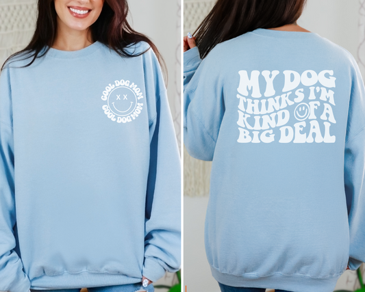 My Dog Thinks I'm Kind of A Big Deal Sweatshirt, Light Blue