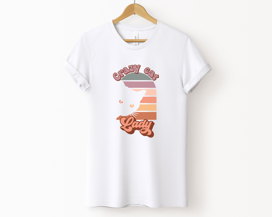 Crazy Cat Lady Crewneck T-shirt, White
