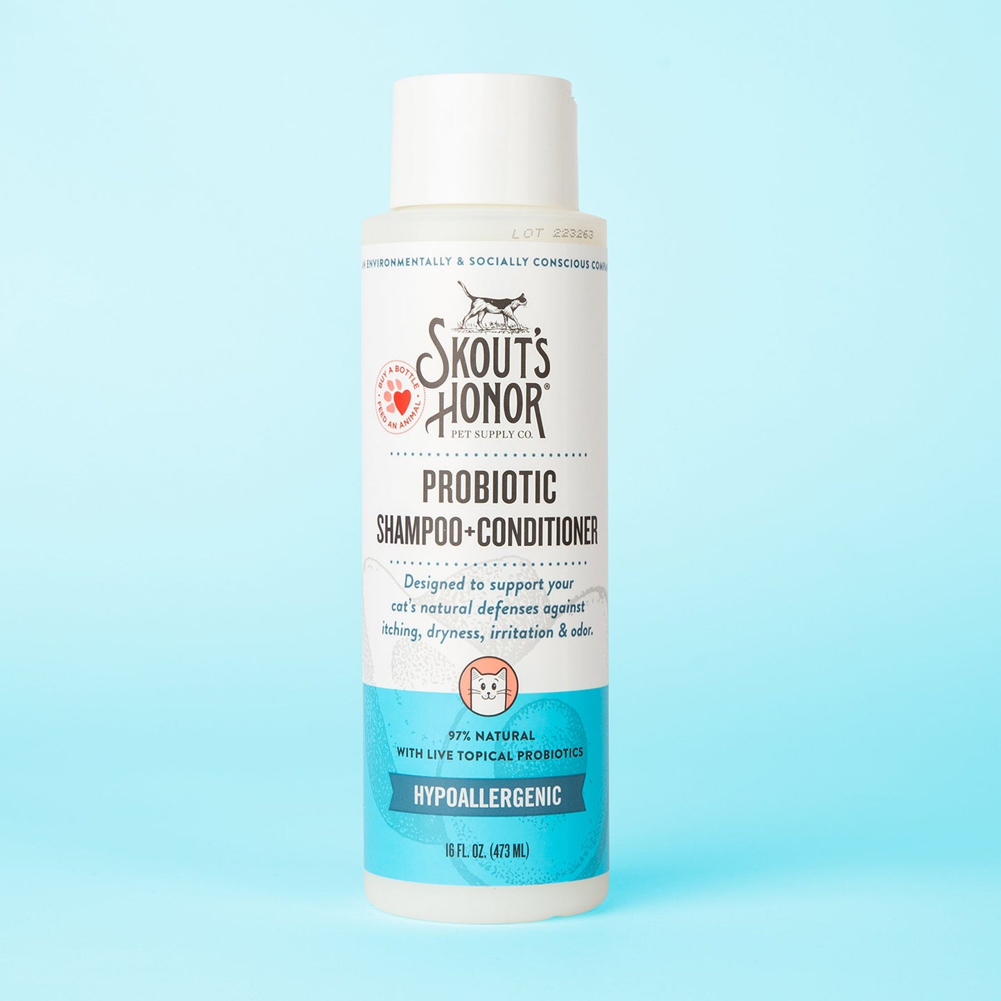 Skout's Honor Probiotic Cat Shampoo + Conditioner Fragrance Free (16oz)