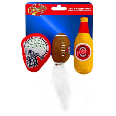 NCAA Ohio State Buckeyes 3 pc Cat Nip Toy Set