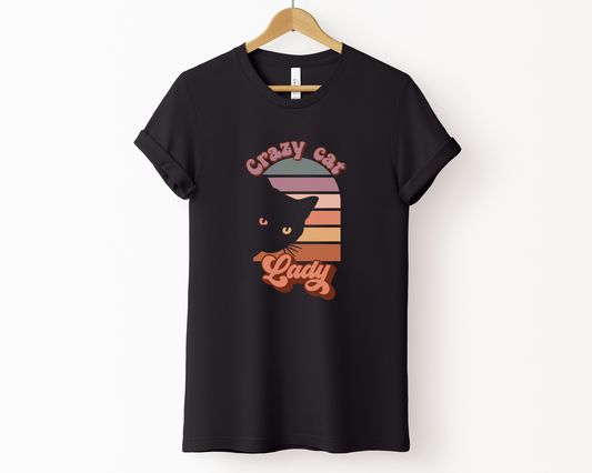 Crazy Cat Lady Crewneck T-shirt, Black