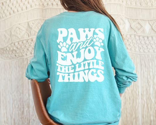 Paws and enjoy the little things Long Sleeve T-Shirt, Chalky Mint