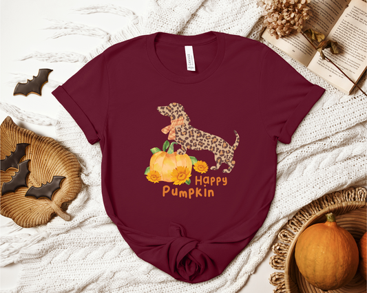 Happy Pumpkin Crewneck T-shirt, Maroon