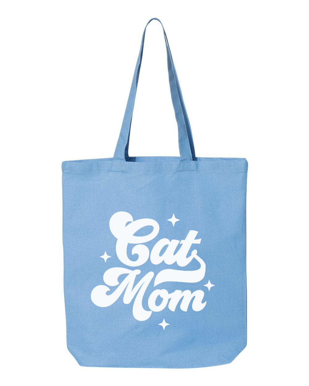 Cotton Tote - Cat Mom, Carolina Blue