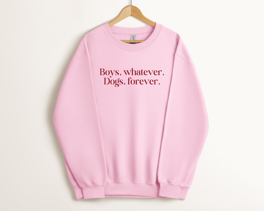 Boys Whatever Dogs Forever Sweatshirt, Light Pink