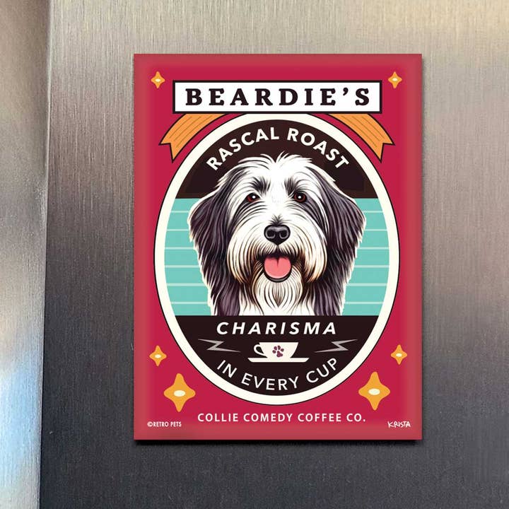 Dog Magnet - Bearded Collie "beardie's Rascal Roast"