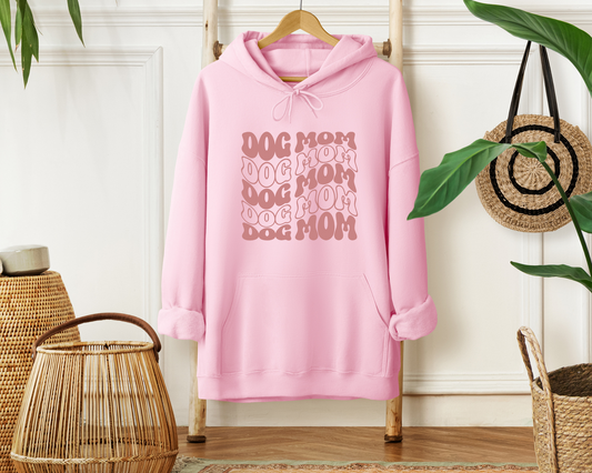 Dog Mom Wavy Hoodie, Light Pink