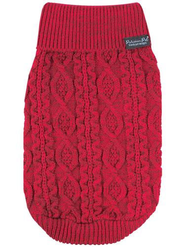 Cable Knit Sweater, Red