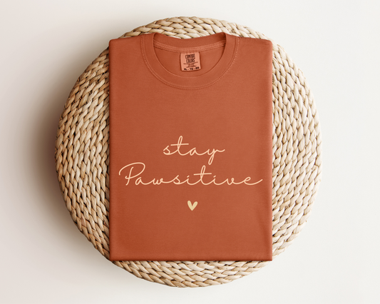 Stay Pawsitive Garment-Dyed Heavyweight T-Shirt, Yam
