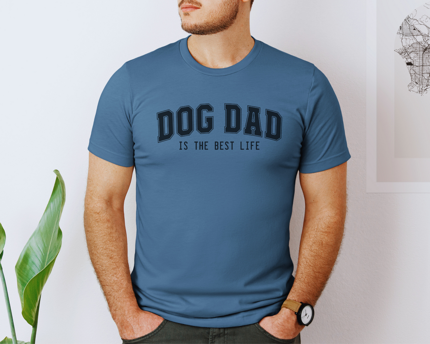 Dog Dad Crewneck Tee, Indigo Blue