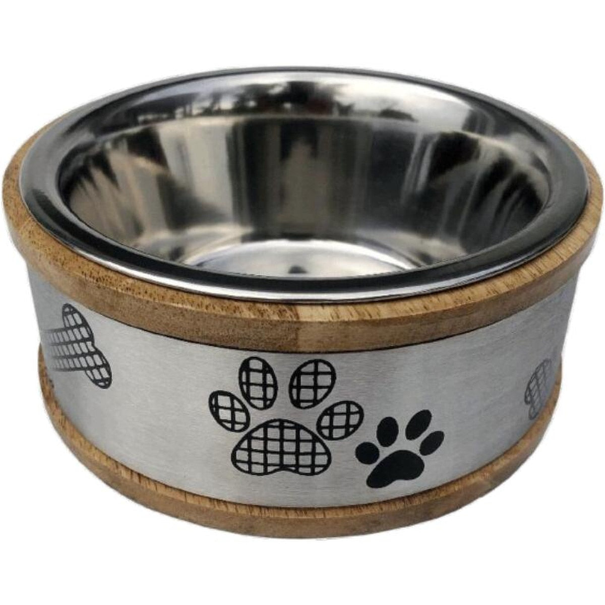Indipets Wooden Ring w/ Metal Plate Paw Silver