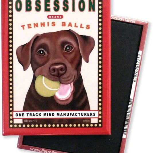 Dog Magnet - Labrador, Chocolate "Obsession Tennis"