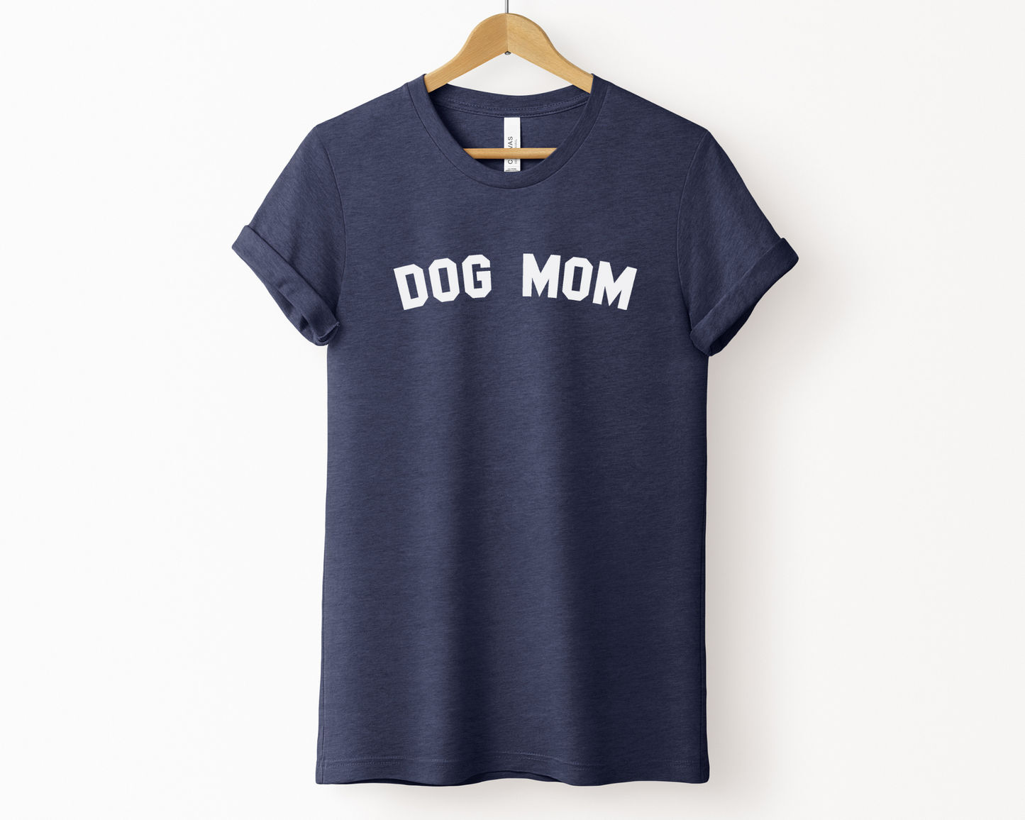 Sporty Dog Mom Crewneck Tee, Heather Navy