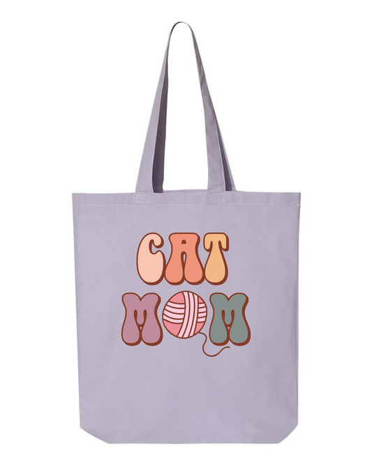Cotton Tote - Cat Mom, Lavender