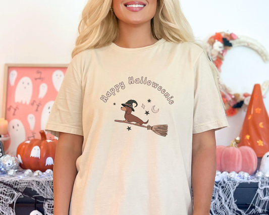 Happy Halloweenie Crewneck T-shirt, Soft Cream