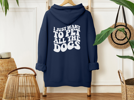 I Just Want To Pet All The Dogs Hoodie, Navy