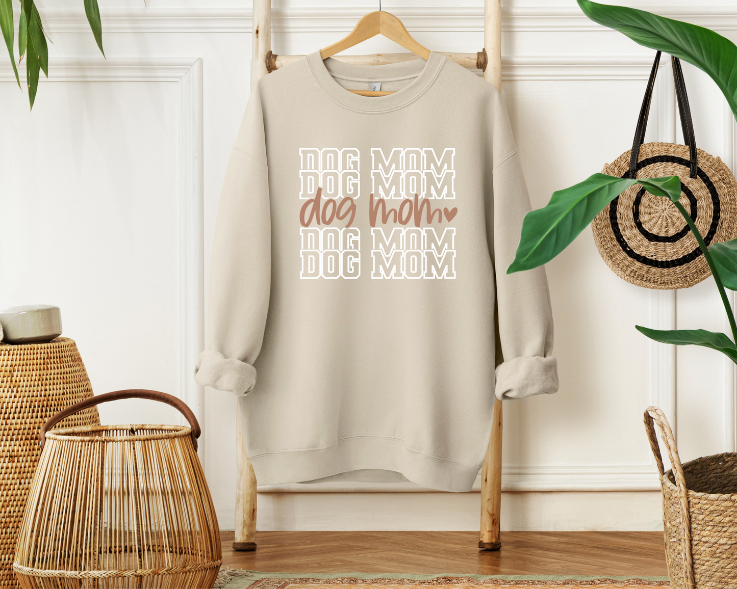 Dog Mom Crewneck Sweatshirt, Sand
