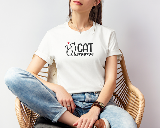 Cat mama Crewneck T-shirt, White