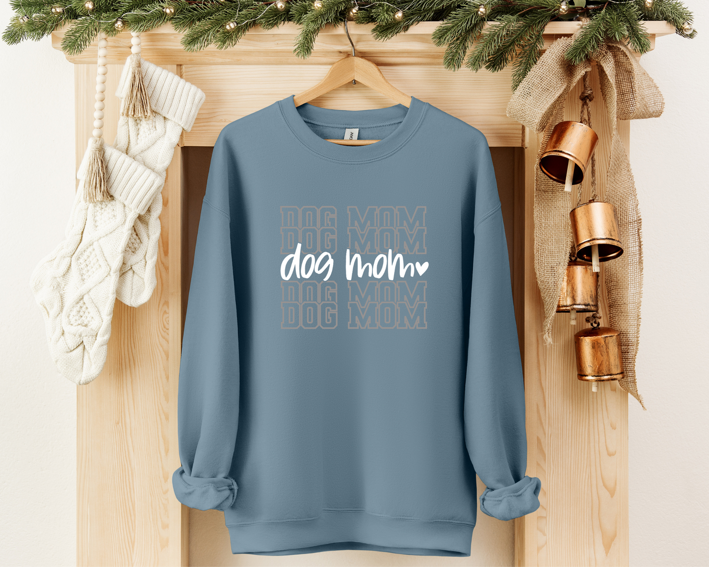 Dog Mom Sweatshirt, Stone Blue