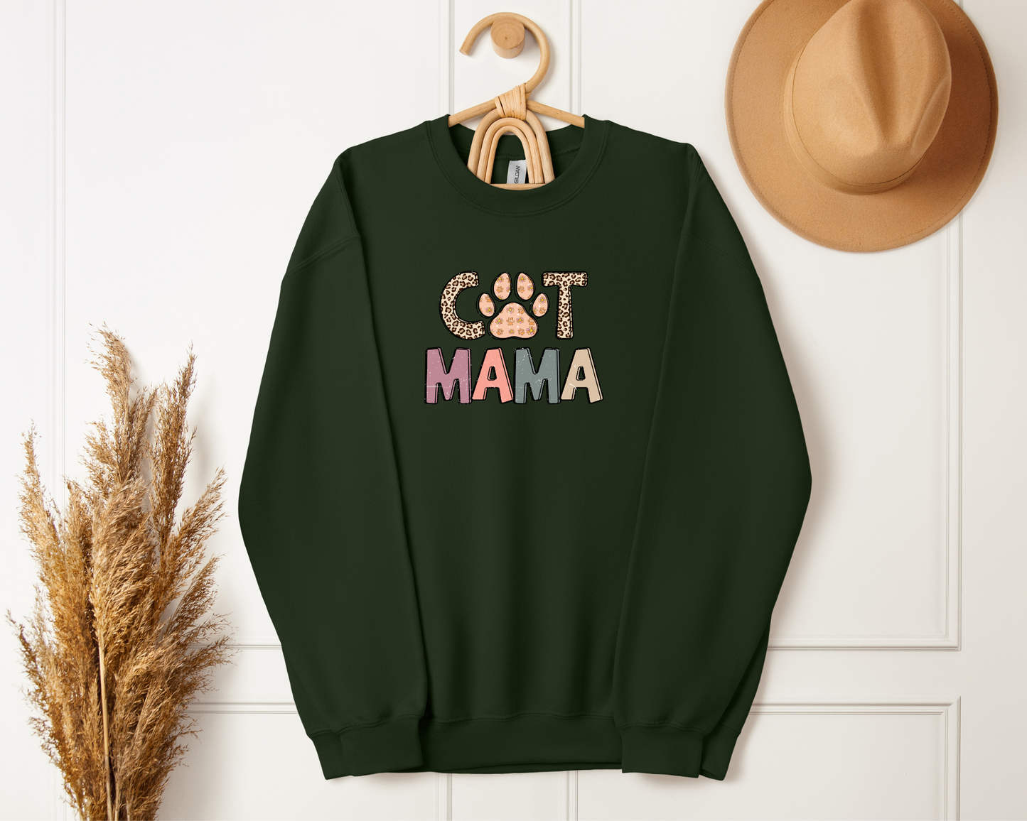 Cat Mama Sweatshirt, Forest Green