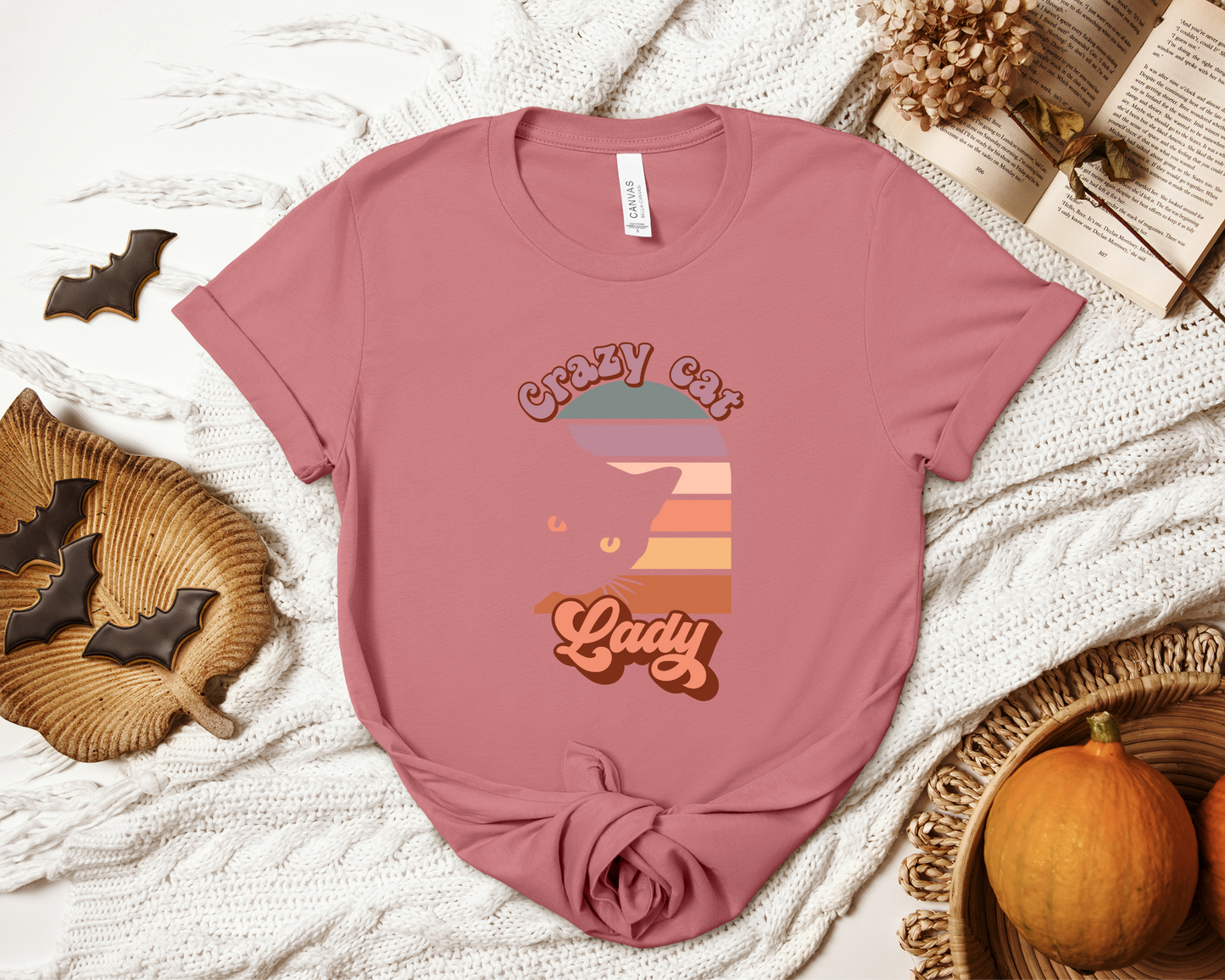 Crazy Cat Lady Crewneck Tee, Mauve