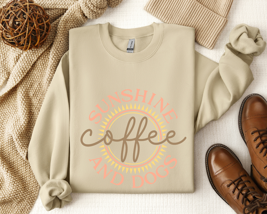 Sunshine, Coffee & Dogs Crewneck Sweatshirt, Tan