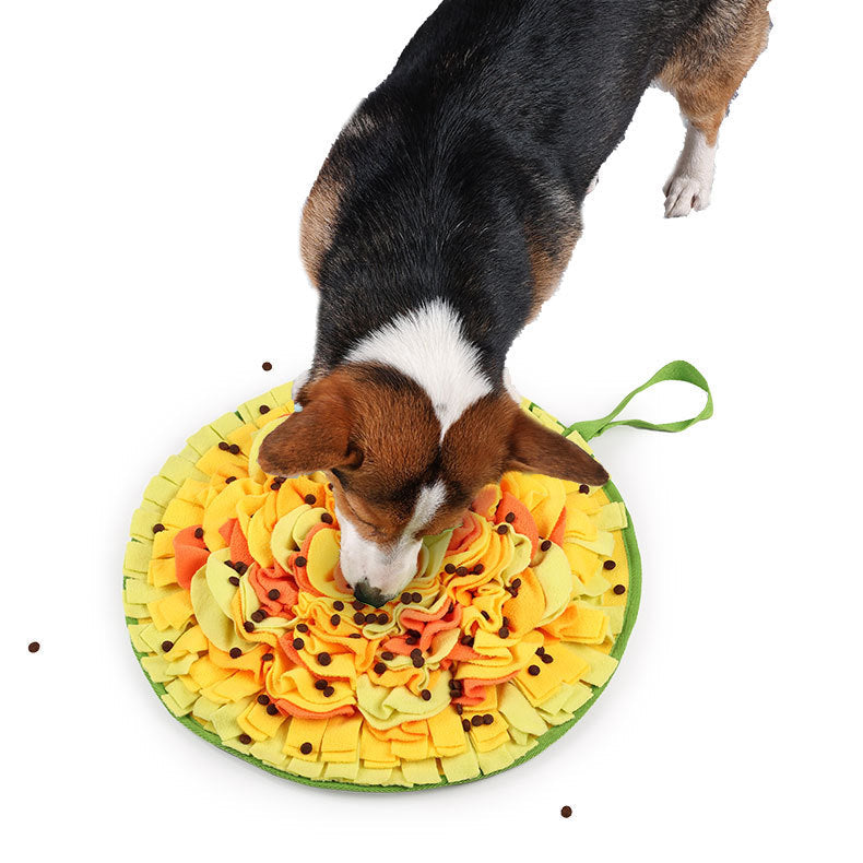 Dog Snuffle Mat - Round Pet Snuffle Mat, Yellow