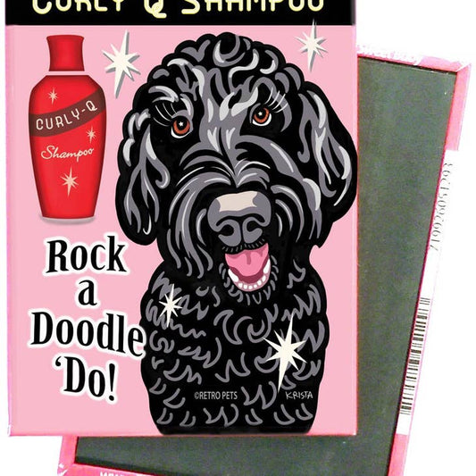 Dog Magnet - Labradoodle, Black "Curly-Q Shampoo"