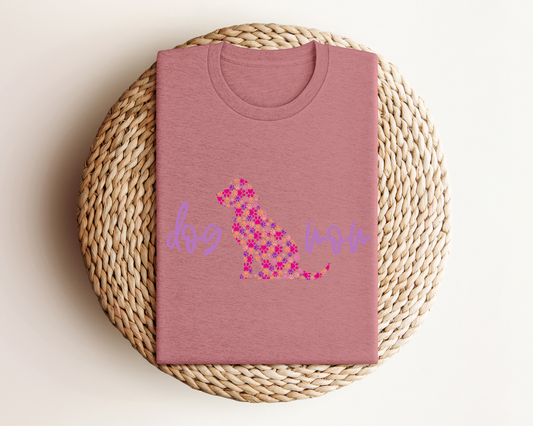 Dog Mom Pawprints Crewneck T-shirt, Heather Mauve