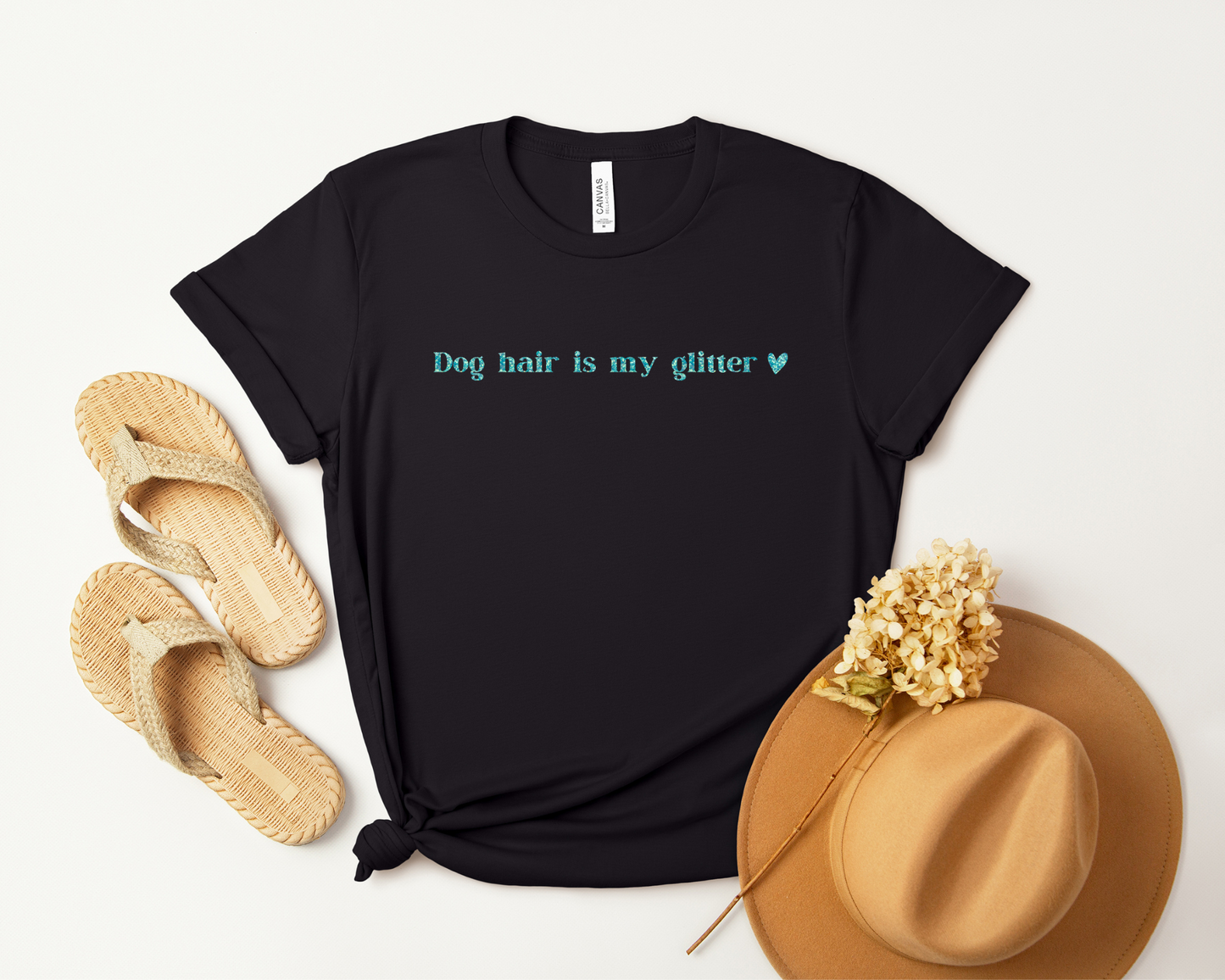 Dog Hair Is My Glitter Crewneck Tee – Black