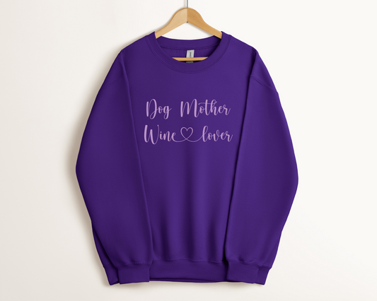 Dog Mother Wine Lover Sweatshirt, Purple