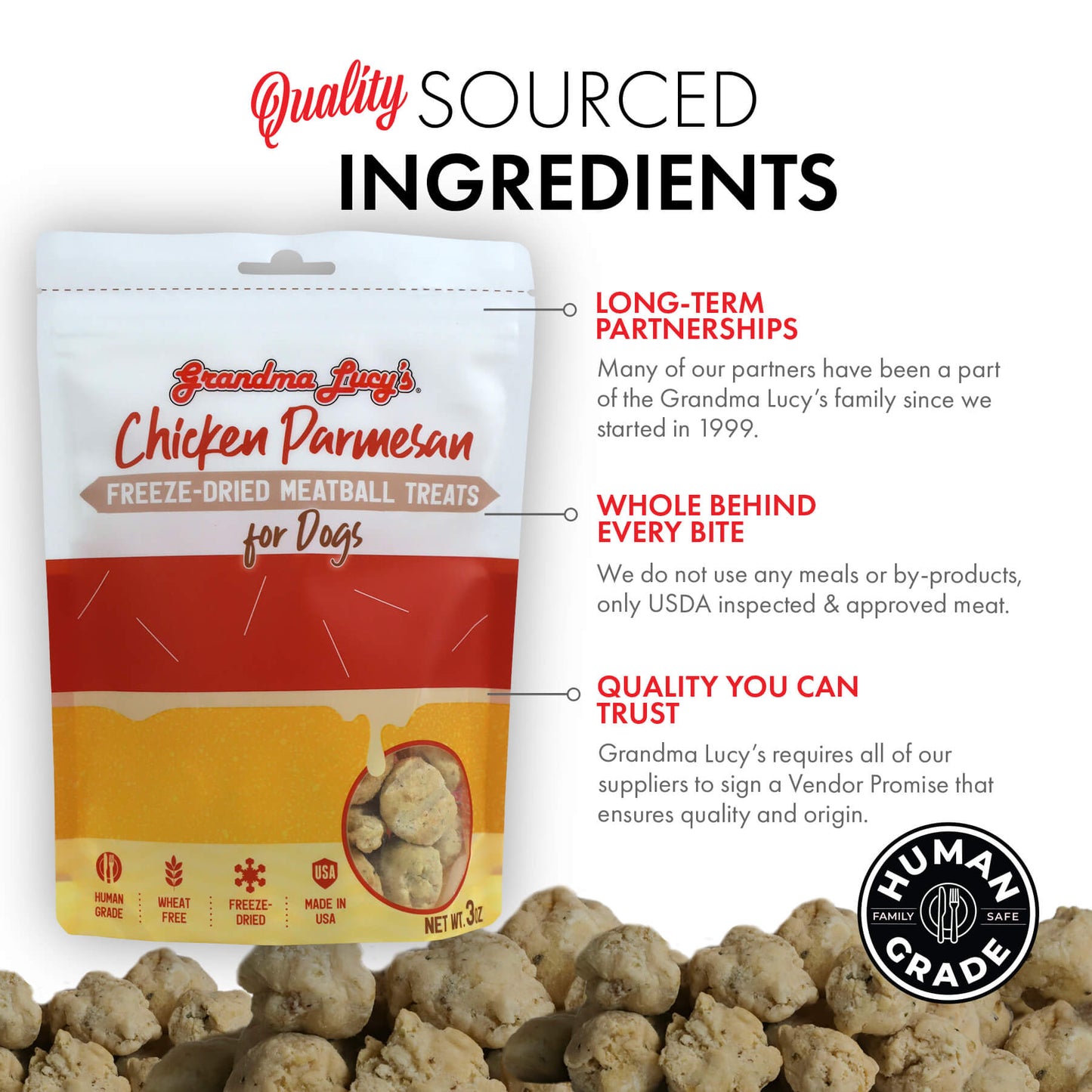 Grandma Lucy's Freeze-Dried Meatballs - Chicken Parmesan