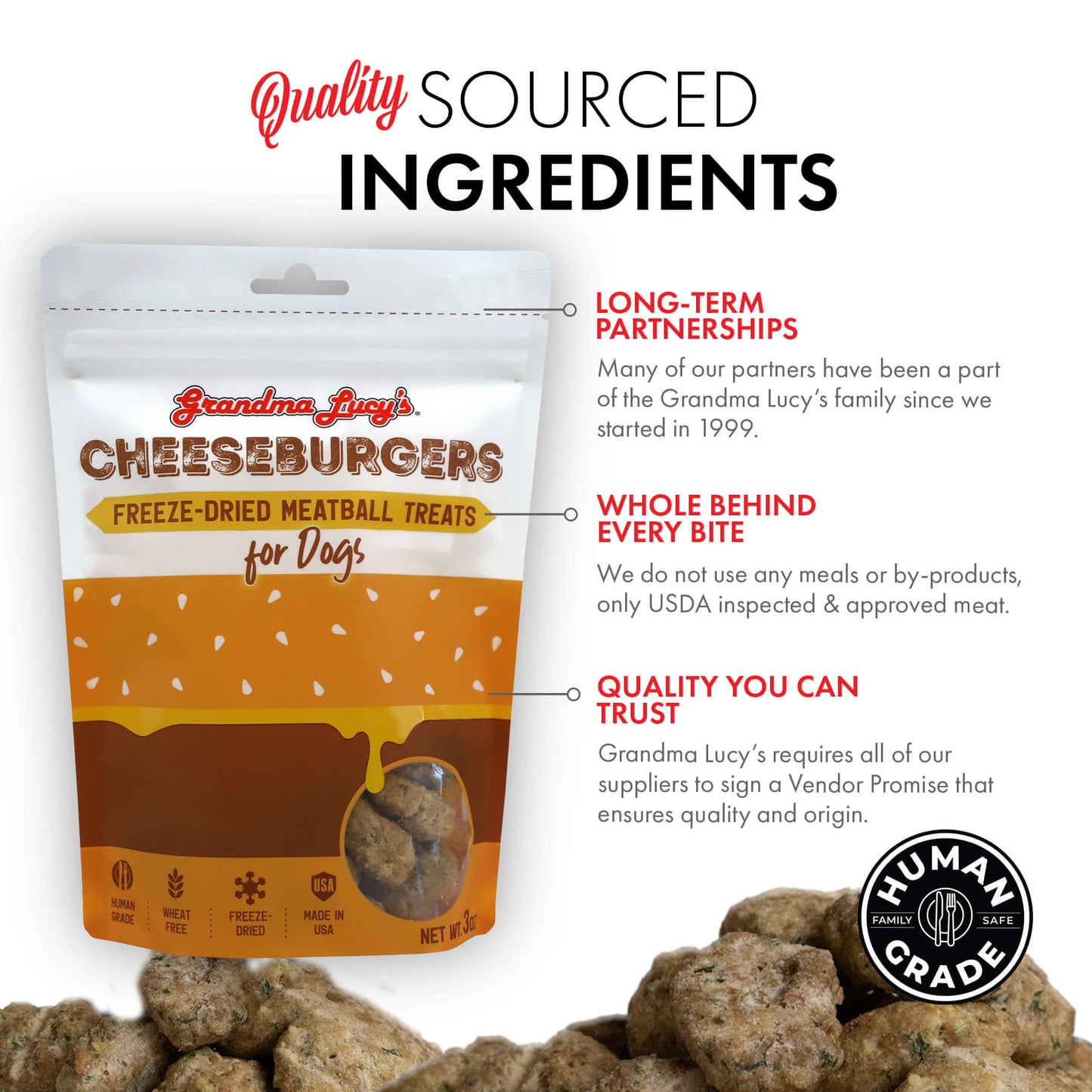 Grandma Lucy's Freeze-Dried Meatballs - Cheeseburgers