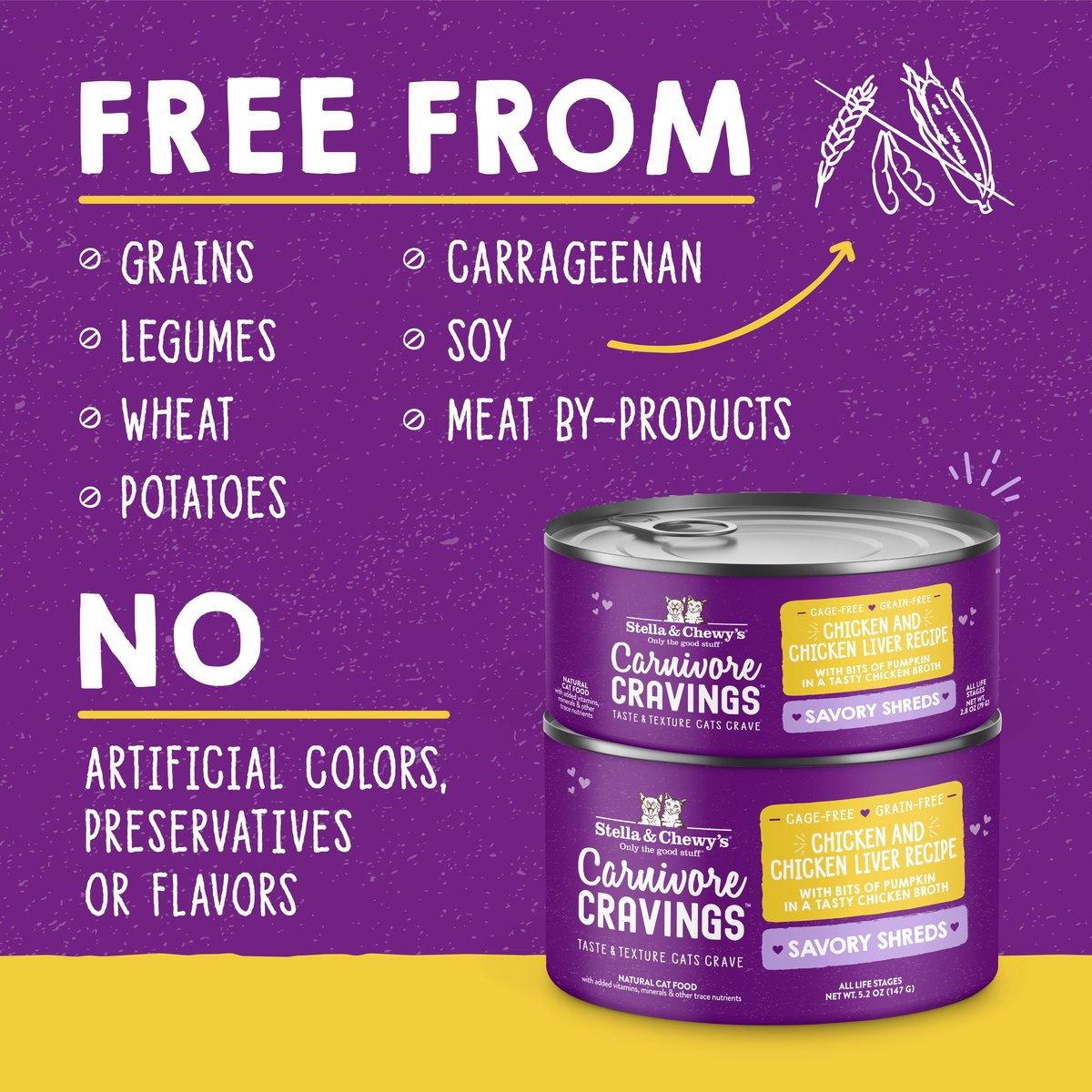 Stella&Chewy's Cat Food - Carnivore Cravings Shreds Chicken & Chicken Liver Recipe