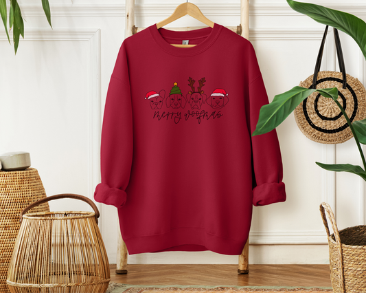 Merry Woofmas Crewneck Sweatshirt, Antique Cherry Red