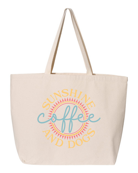 Canvas Tote Jumbo - Sunshine, Coffee And Dogs
