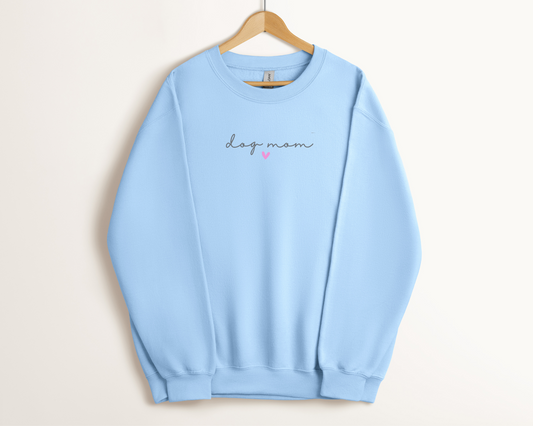 Dog Mom Heart Crewneck Sweatshirt, Light Blue