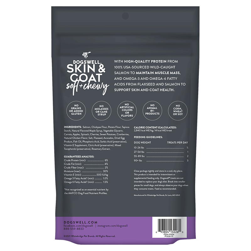 Dogswell Skin & Coat Soft & Chewy Treats, Salmon 14oz