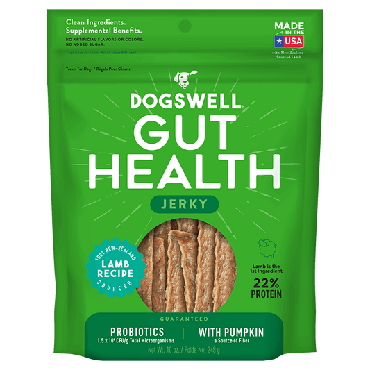 Dogswell Gut Health Jerky Treats, Lamb 10oz